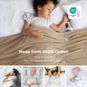 Bedsure GentleSoft 100% Cotton Large Blanket Oversized King for Bed 120x94 inches - Breathable Soft Cozy Herringbone Woven Blanket for Summer, Couch Cover, Light Brown