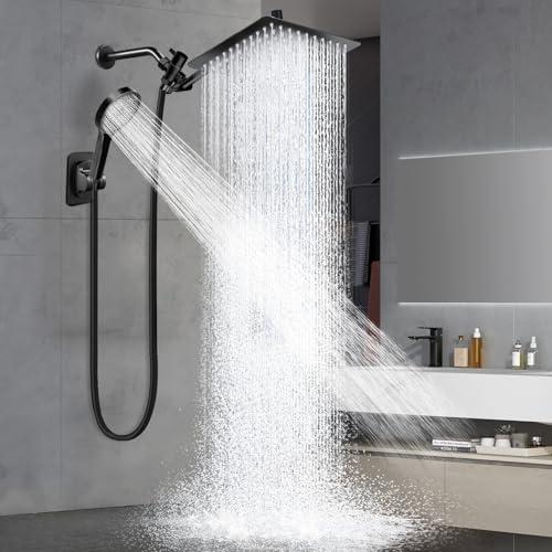 Shower Head,12”Rain Shower Head with Handheld Spray Combo and Adjustable Extension Arm/Shower System,High Pressure Rain Fall Hose,Chrome