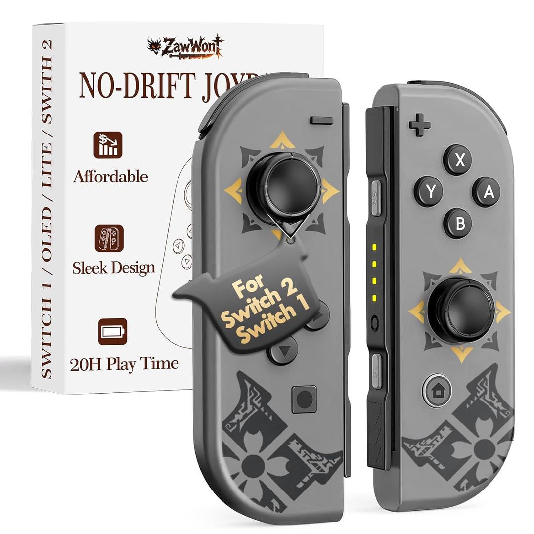 ZawWont Replacement For Switch Controller, Mando De Switch OLED/Lite, Wireless Left/Right Joypad With No-Drift Joystick, Wake-Up, Dual Vibration, No NFC (Gray, Not Official Controles)