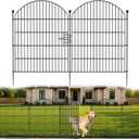 12 Pack No Dig Decorative Garden Fence Panels with Gate, 32in(H) x 29ft(L), Dog Fence Outdoor for Yard, Rustproof Metal Animal Barrier for Rabbits & Flowers, Temporary Fencing for Patio, RV