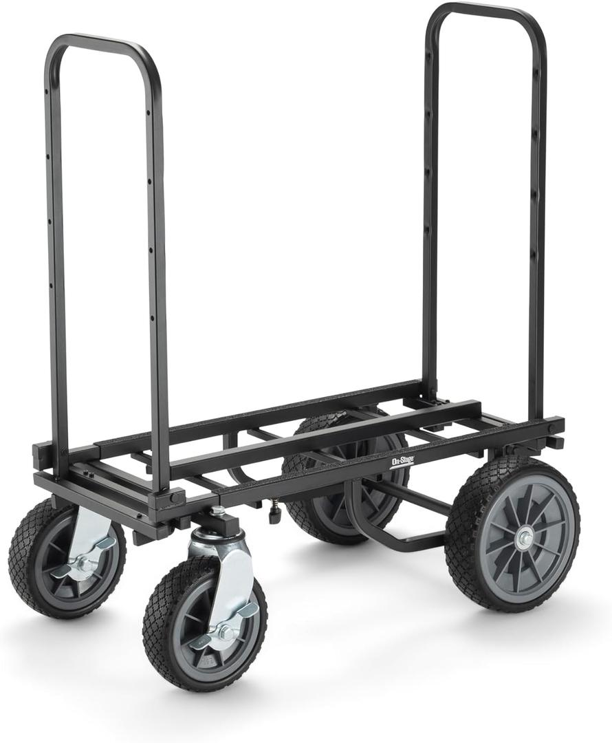 On-Stage UTC5500 All-Terrain Utility Cart (Rolling Dolly Handcart, Heavy-Duty Transportation, Load in and Load Out Equipment, Adjustable Length, Treaded Wheels and Locking Casters, Black Finish)