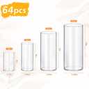 64 Pack Glass Cylinder Vases 4,6,8,10 Inch Tall Clear Flower Vase Hurricane Floating Candle Holder for Table Centerpiece Wedding Home Decor