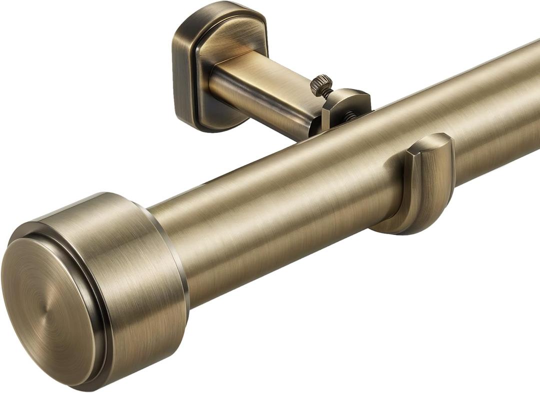Heavy Duty Curtain Rods,1 1/4" Large Diameter Premium Nonadjustable Curtain Rod,84in/7ft Custom Window Treatment Rods with Durable Aluminum Brackets and End Caps, Antique Bronze Finish