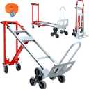 3 in 1 Industrial Convertible Hand Truck Dolly,1000 LBS Capacity Aluminum Hand Truck Dolly,Stair Climbing Hand Trucks Heavy Duty with Rubber Wheels for Moving,Transport(Red)