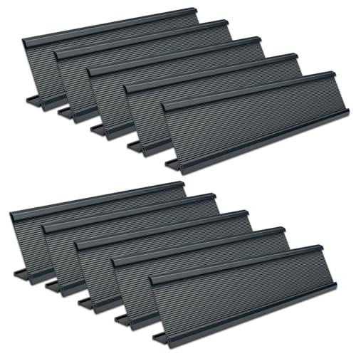 10 Pack 2" x 10" Aluminum Desk Name Plate Holder, Office Name Plate Holder for Desks, Desk Sign Holder for Office Conference, Meeting Room or Other Business Event (Black)