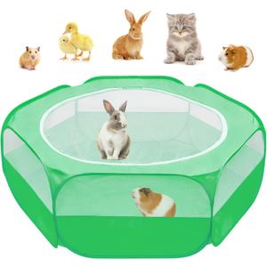 Amakunft Small Animal Pop-Up Playpen with Mesh Cover, 47'' x 23.6'' x 15'' Chicken Brooder Box, Play Pen Indoor Outdoor for Guinea Pigs, Bunny, Rabbits, Kittens
