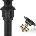 Greenspring Bathroom Sink Drain with Overflow Vessel Vanity Pop Up Drain Assembly Stopper Lavatory Commercial Bath Fits Bathroom Standard Sink Hole, Black, Stainless Steels