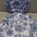 WDF 20PCS Blue Plastic Plates - Baroque White and Blue Plates - Chinoiserie Floral Party Decorations for Birthday/Tea Party/Spring (10inch 7inch, Blue Juyi Flower)