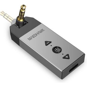Maedhawk Bluetooth 5.2 Aux Adapter for Car and Home Stereo - Wireless Audio Receiver With Rotatable 3.5mm Jack, Handsfree Calls, A2DP