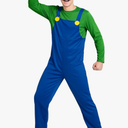 Dixworldmoon Super Brothers Costume For Adult Plumber Halloween Outfit Cosplay With Beards Hat And Gloves Green Small