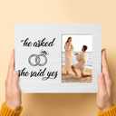 Engagement Gifts for Newly Married Couples, Wedding Picture Frame, He Asked She Said Yes, 4x6 Inch Photo