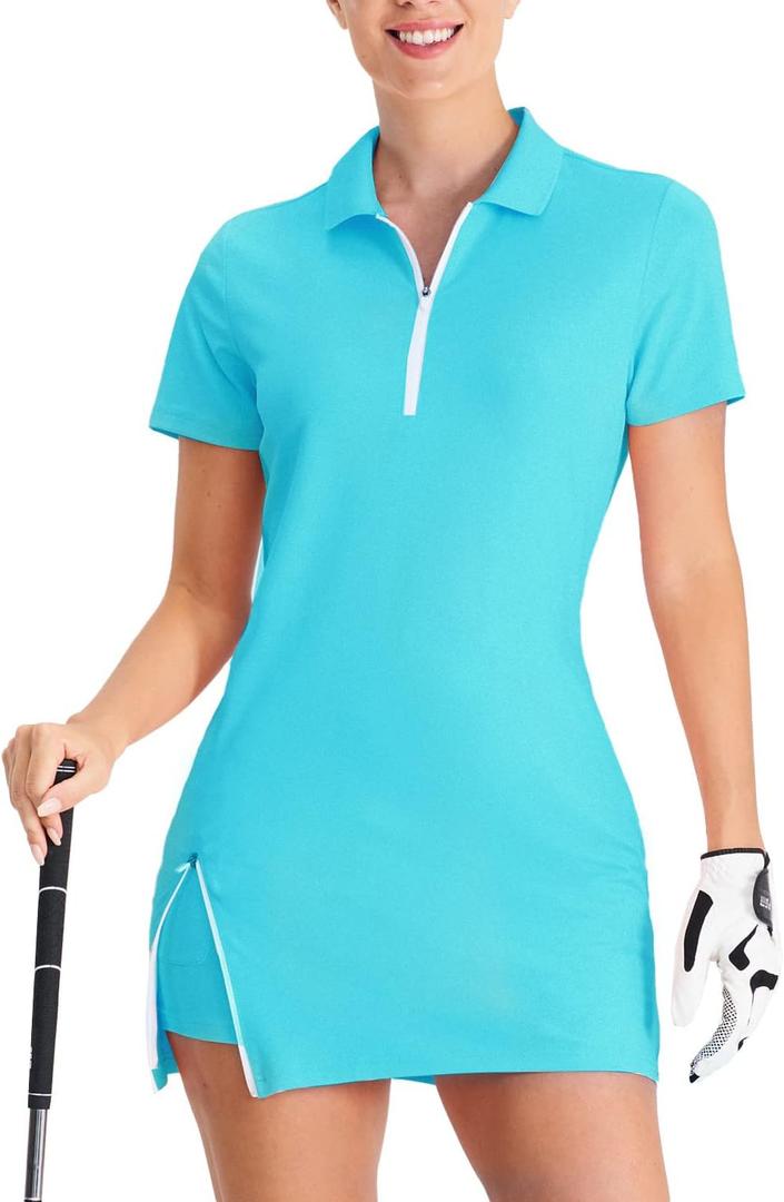 Hiverlay Tennis Dresses for Women with 2 Pockets Built in Shorts UPF 50+ Golf Dress Workout Athletic Dresses (Blue, M)