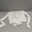 Dancenter Women Crop Wrap Top Thumb Hole Long Sleeve Active Self Tie Workout Shirt Ballet Pilates Yoga Wrap Tops (Small, White)