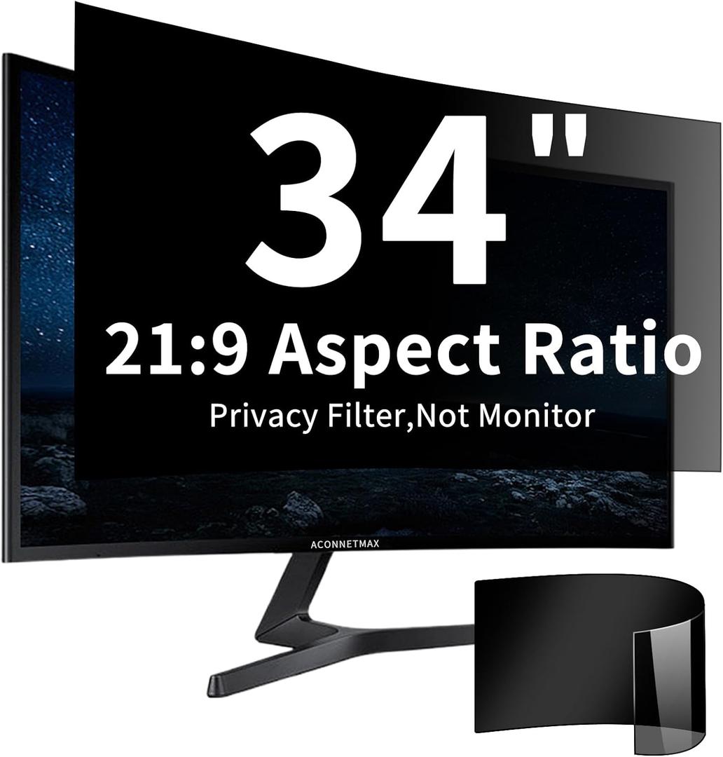 34 Inches Privacy Screen Filter for Curved 21:9 Ultrawide Monitor | Computer Privacy Shield | Anti Glare | Blue Light Filter | Eye Protection | Anti-Scratch Protector Film