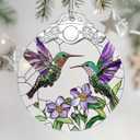 Christmas Ornaments - Hummingbird Stained Glass Ornament | Christmas Tree Decorations | Hanging Ornaments for Home Decor | Holiday Decor | Xmas Decorations  Xmas Gifts | Holiday Present