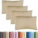 Standard Pillow Cases Set of 4 - Ultra Soft Hotel Quality Pillowcase Covers - Comfy Cozy Bedding for Women, Men, Kids & Teens - Machine Washable Pillow Protectors - 4 Piece Set - Standard Size Beige