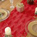 Christmas Trees Red Soft Plush Faux Fur Jacquard Gold Sequin Glitter Christmas Table Runner, Holiday Kitchen Dining Table Fireplace counters Decoration for Home Party Decor 13x90 Inch
