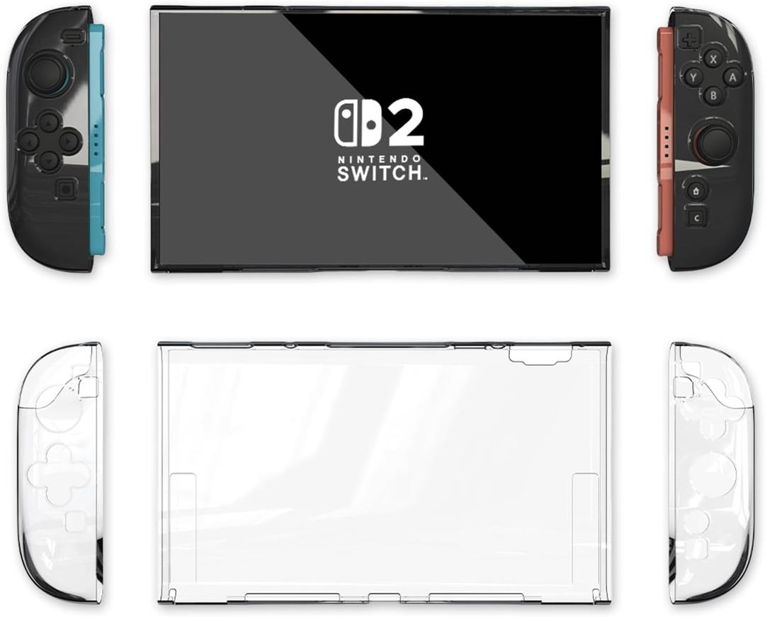 Transparent TPU Case for Nintendo Switch 2 - Shockproof Cover with Enhanced Heat Dissipation & Anti-Scratch & Dock-Compatible Design & Ergonomic Grip