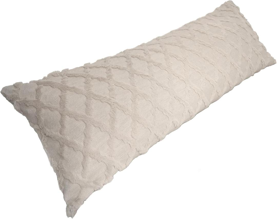 Body Pillowcase in Waffle Velvet Pattern,Beige Body Pillow Cover with Zipper 21 * 54 1 Piece, Suitable for Sofa, Bedroom Decoration, Without Pillow core(Beige)