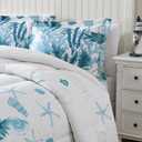 Caribbean Joe King 3-Piece Comforter Set, Tropical Coastal Beach Design Bedding, We Belong at Sea