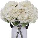 Kimura's Cabin 2Bouquets Fake Hydrangea Flowers Vintage Artificial Silk Flowers Bouquets 10Heads for Home Table Centerpieces Wedding Party Decoration (White, Pack of 2)