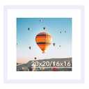 JCJMY 20x20 Picture Frame White with 16x16 Mat, Display Photo 16x16 with Mat or 20 x 20 Without Mat, Wall Hanging Large 20x20 Poster Frame with Shatter Resistant Plexiglass, White