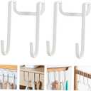 Veemoon Over Door Ironing Board Hanger - 2 Pcs White Iron Board Holder for Easy Storage - Space Saving Design for Laundry Room Kitchen and Bathroom Organization