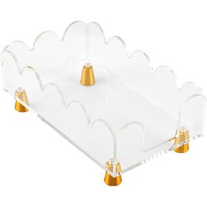 Acrylic Napkin Holder, Clear Guest Towel Tray, Modern Scalloped Hand Paper Towel Holder Disposable Napkin Organizer for Kitchen, Dining Room, Bathroom(SIZE:8.7x5.1x2.4 Inch)