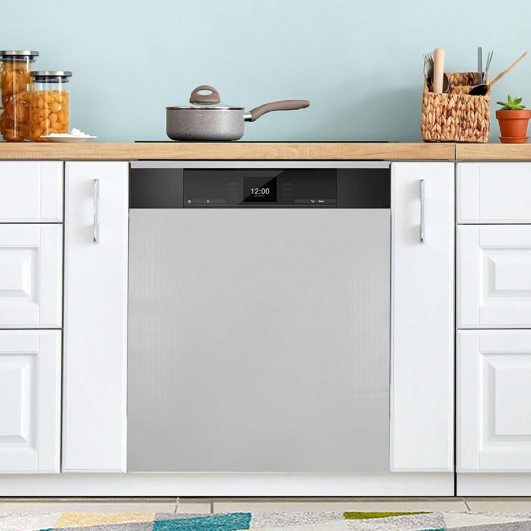 Silver Dishwasher Magnet Cover Magnetic Sticker Dish Washer Door Panel Cover Fridge Kitchen Appliance Magnet Decal Sheet Decor 23x26 inch