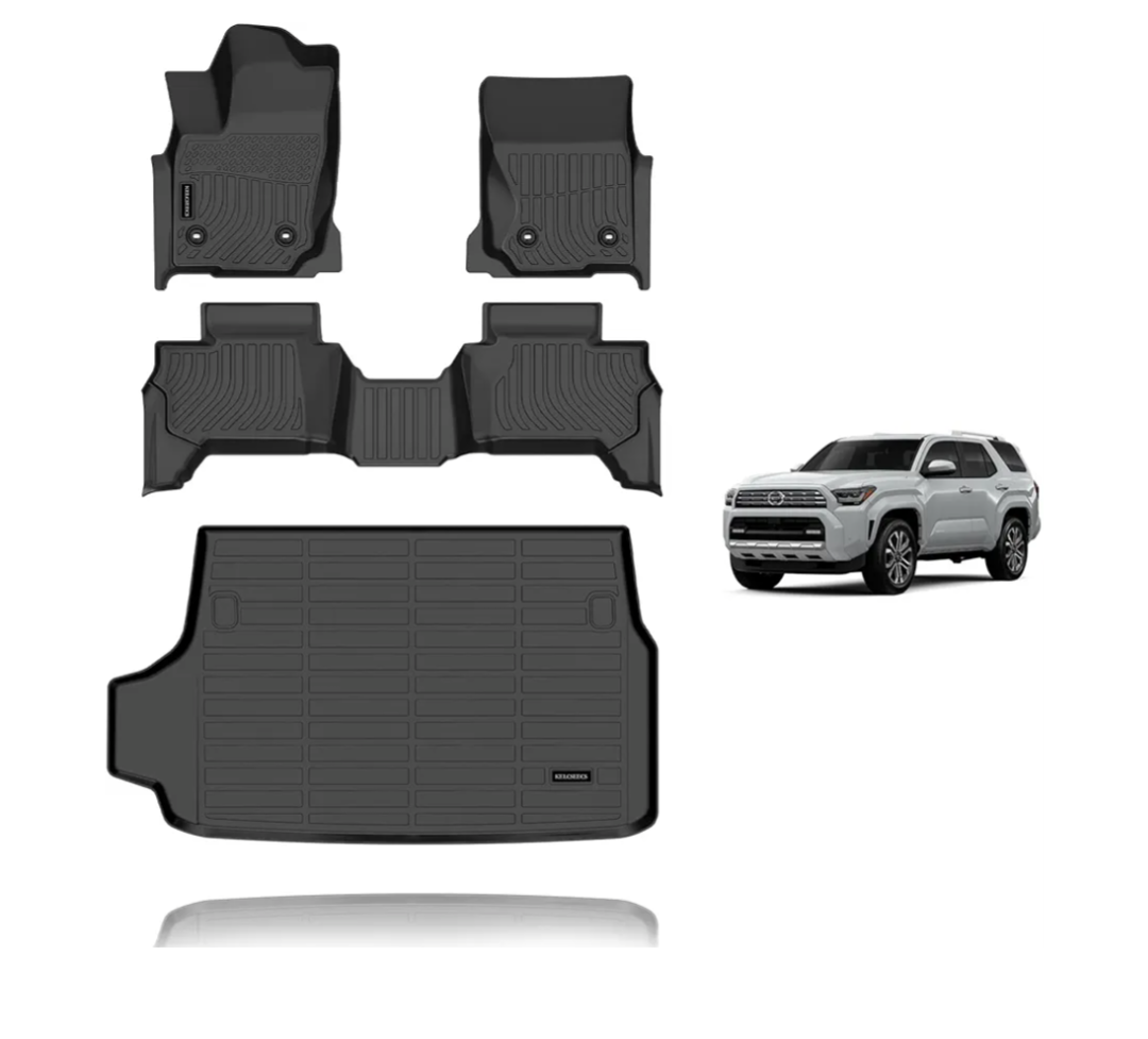 Floor Mats & Cargo Liner for 2025 Toyota 4Runner 5 Seats(Not fit Hybrid),All Weather Protection TPE Floor Liners Front& Rear Row Full Set Accessories Black