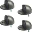 Floor Door Stopper Satin Nickel with Rubber pad, Semicircle Shaped Door Stopper, Stainless Steel for Protecting Wall (2inch x 4pack, Dark Grey)