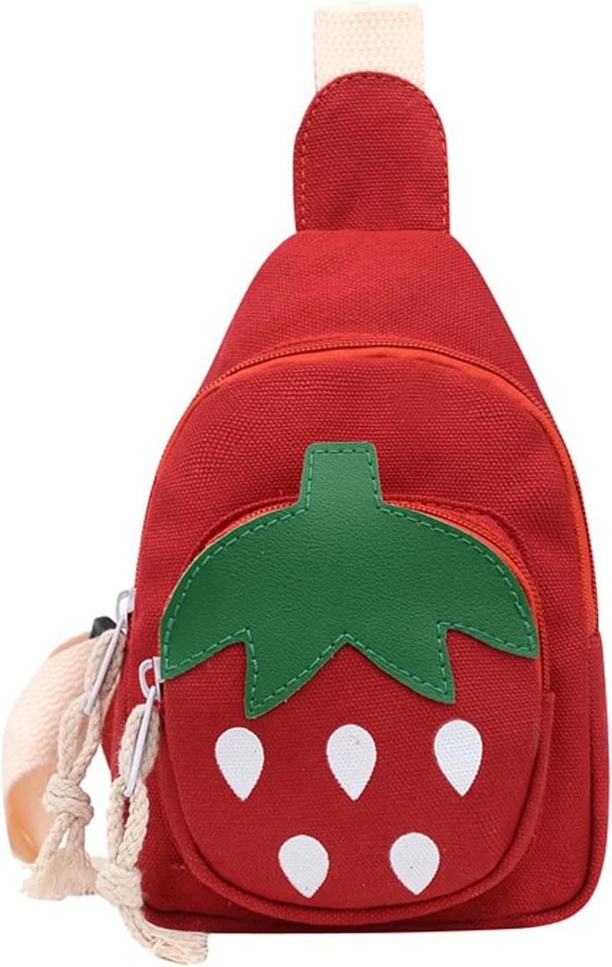 Hiflyer Small Sling Backpack, Rabbit Strawberry Design, Mini Backpack for Girls, Adjustable Shoulder Strap, Zipper Closure, 8x5x2 Inches, 0.2 liters