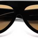 Trendy Aviator Sunglasses Women's Men's Retro 90s Rectangle Wrap Shades Oversized Style AR82372 (C3 Black/Light Brown)