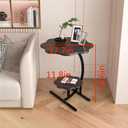 2 Layers Flower Shape Marble Texture Small C-Shaped Table, End Table for Sofa, Bedside Table for Living Room, Kitchen, Garden, Bedroom