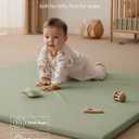 Blissful Diary Vegan Leather Baby Play Mat, 50x50 Thicken Foam Cushioned & Waterproof Playpen Mat for Infants and Toddlers, Stylish and Just Wipe-Clean Playmat for Baby Play on Floor, Light Green