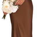 PRETTYGARDEN Women's 2 Piece Satin Outfits Summer Sleeveless Mock Neck Crop Tops and Long Skirt Dress Sets, S