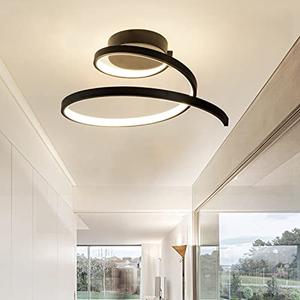 DotoKotl Modern LED Ceiling Light 24W Spiral Design Ceiling Lighting Fixture 18 inch,4000K Warm White Light Fixture for Hallway Aisle Balcony Bedroom Kitchen Office (Black)