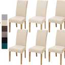 Velvet Dining Chair Covers,Dining Room Chair Covers Set of 6,Stretch Kitchen Chair Cover,Soft Washable Dining Chair Cover,Parsons Chair Slipcovers Protective,for Home,Restaurant,Banquet(Cream)