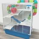 Extra Large 23" Multi-Tiers Easy Setup Hamster Palace Gerbil Habitat Mouse House Mice Home Critters Cage Complete Set of Accessories Expandable Customizable Hide House Food Bowl Running Wheel