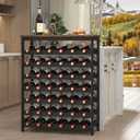 42 Bottles Bamboo Wine Rack Freestanding Floor, 7-Tier Wine Storage Shelf with Table Top, Wine Display Holder for Kitchen Pantry Bar Cellar, Black