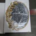 Gold Oval Decorative Mirror, 18x24 Inch Metal Frame Ornate Flower Leaves Modern Wall Mirror for Living Room, Bedroom, Entryway, Dresser, Bathroom