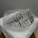 VONLUCE Crystal Light Fixture, Modern Semi Flush Mount Ceiling Light, 15" Round 4-Light Crystal Chandelier Hallway Lighting for Kitchen Bedroom Living Room Dining Room Entryway Closet, Nickel