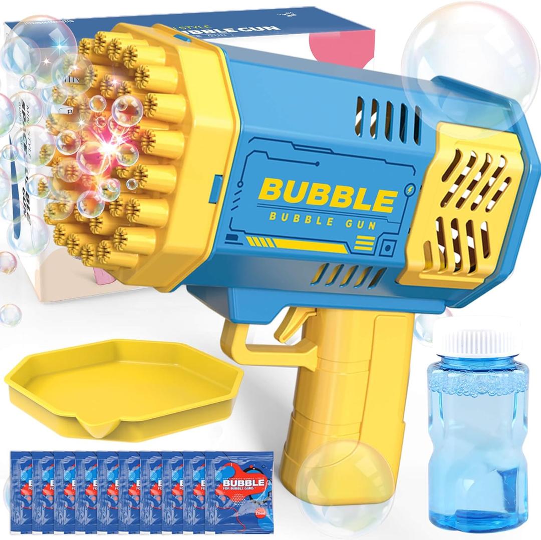 JONEG Toys for 3-8 Year Old Boys Girls: Bubble Machine for Kids with Bubble Solution, Gifts for 3 4 5 6 7 8 Years Old Boy Birthday Toy for Kid Toddlers Ages 4-6 Outdoor Wedding Bubbles Blower Maker (Blue)
