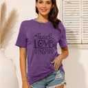 Teacher Woman T-Shirt Teach be Kind Teacher Summer Autumn Flowers Casual Short Sleeve T-Shirt (Purple, S)