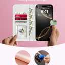 LUHOURI for iPhone 16 Pro Case Wallet - Wireless Charging Compatible Detachable Flip Folio Leather Cover - RFID Blocking 4 Card Slots - Protective Phone Case for Women - Vintage Magnolia Flowers