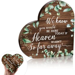 In Loving Memory Wedding Sign Rustic Wooden Wedding Memorial Table Sign We Know You Would Be Here Today If Heaven Wasn't So Far Away Wood Sympathy Gift(Brown Backing)