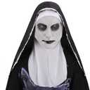 Scary Latex Nun Mask with Scarf Horror Nun Dress Up Full Head Masks for Halloween Costume Party Props