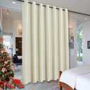 RYB HOME Privacy Room Divider Curtains Wide Blackout Drapes Noise & Odor Reducing Energy Saving Curtain Partitions for School Dorm Apartment Shared Room, W150 x L108 inch, Light Beige, 1 Pc