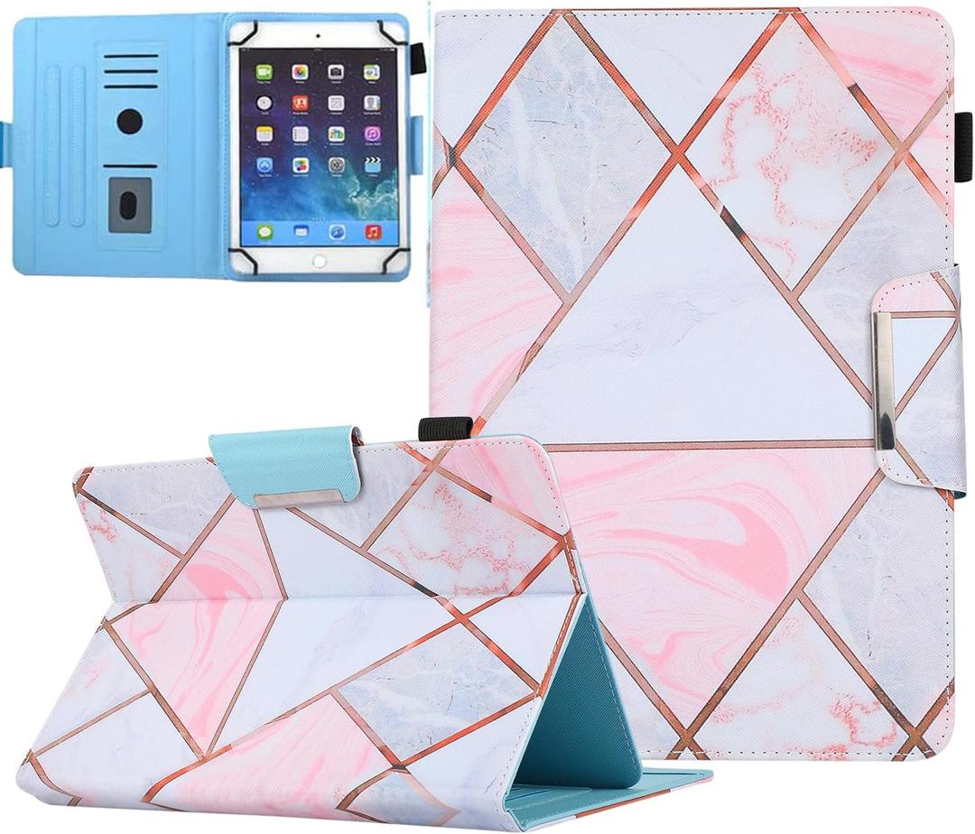 JZCreater 10 Inch Tablet Case, Universal 10 10.1 Inch Android Tablet Cover, Multi-Angle Viewing Stand Case for 9.5-10.5 Inch Tablet,Plaids-Marble