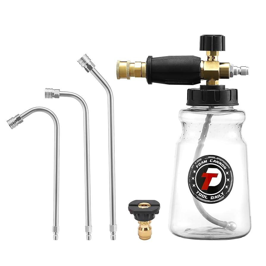 Pressure Washer Foam Cannon with 3 Pieces Curved Extension Wands 16 Inch